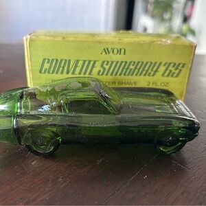 Avon Green Glass Corvette Stingray Decanter